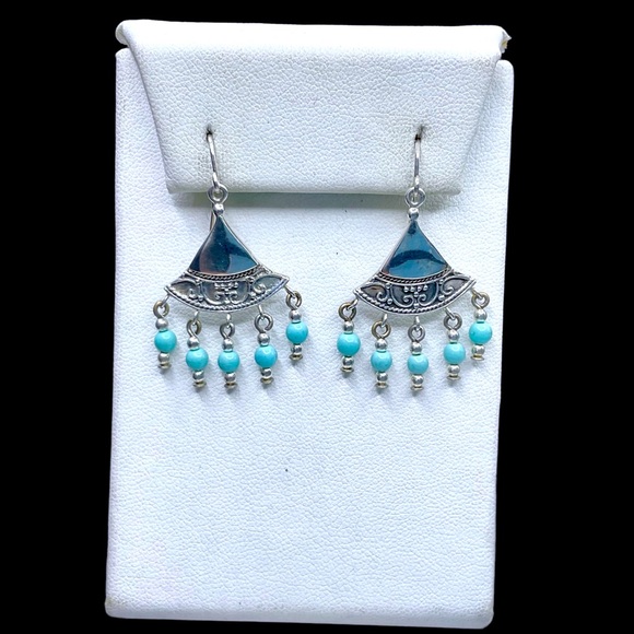 🌺Vintage Jezlaine Sterling & Turquoise Earrings - Picture 11 of 14